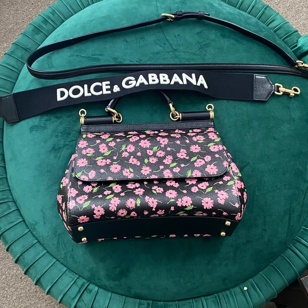 Dolce & Gabbana Sicily black floral 2way handbag - Picture 7 of 14